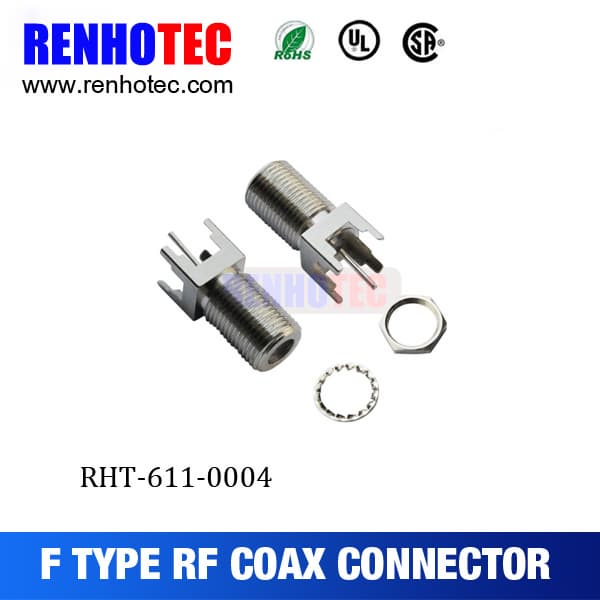 high quality 180 degree straight jack f connector for PCB